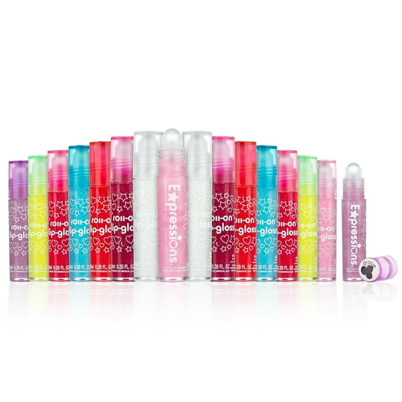 Set de brillo labial Expressions Roller-Ball Glitter, 16 unidades, para niños