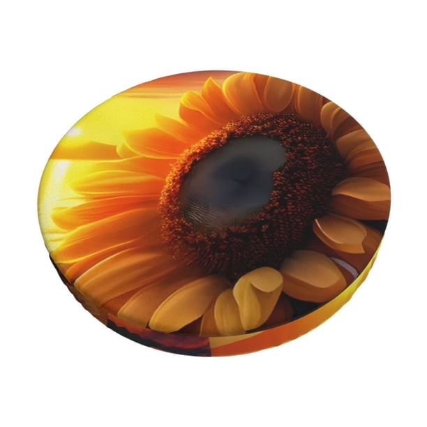 Balery Sunset Coast Sunflower Fundas de asiento para taburete de bar redondo de tela de terciopelo ajustables que protegen de arañazos y manchas para sillas de 14 a 17 pulgadas.-12 inch