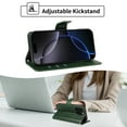 thumbnail image 2 of for iPhone 12 Pro / 12 6.1" Flip Case with Cash Slot Credit Card Slots Kickstand PU Leather Shockproof Lightweight Full Body Protective Magentic Clasp Rugged Case Cover with Wrist Strap, Darkgreen, 2 of 11