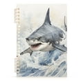 thumbnail image 2 of Shark Wave Blue Ring Binder Notebook Journey Note Diary College Ruled Spiral Notebook Study Loose Leaf Paper A5 60 Pages, 2 of 8
