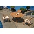 thumbnail image 4 of Grade-A Teak Dining Set: 3 Seater 4 Pc: 60" Round Table And 3 Vellore Stacking Arm Chairs Outdoor Patio WholesaleTeak #WMDSWVm, 4 of 4