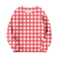 thumbnail image 6 of fnnxnal Big Girls Red Gingham Sweatshirt 9T - Soft Stretch, Kangaroo Pocket, Durable for School & Play, 6 of 7