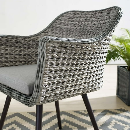 Modway Endeavor Outdoor Patio Wicker Rattan Dining Armchair In Gray Modway Endeavor Outdoor Patio Wicker Rattan Dining Armchair In Gray