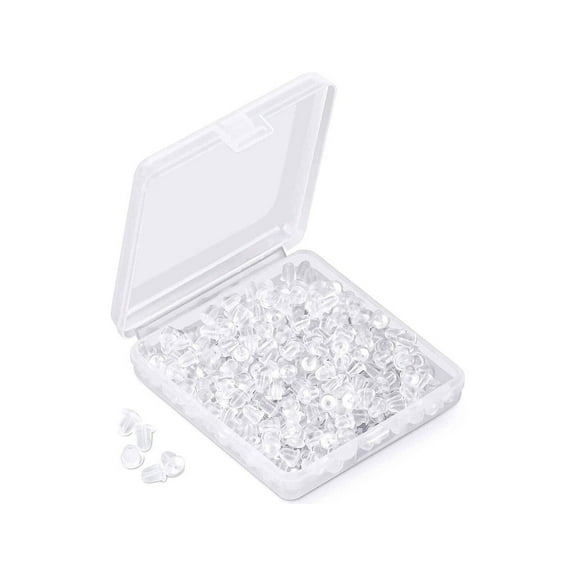 DESIGNICE 1200 Pcs Earring Backs for Droopy Ears,Snap-Proof Silicone Earring Backs Lifters,Plastic Transparency Earring Lifters