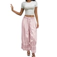 thumbnail image 4 of Women's Pants, Women's Cute Lace Trim Long Bloomers Pants Ruffle Vintage Pantaloons Summer Beach Travel Vacation Pants, 4 of 7