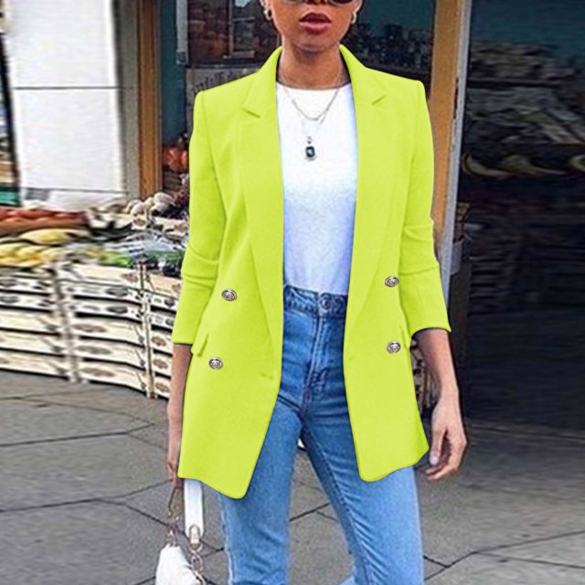 Blazer de Bureau Décontracté pour Femmes avec Poches Cardigan Drapé Veste Costume de Travail