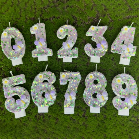 Nsxcdh Birthday Cake Topper Digital Flower Candle Decor First Birthday Party Candle Decoration for Kids' Celebration and Cake Display