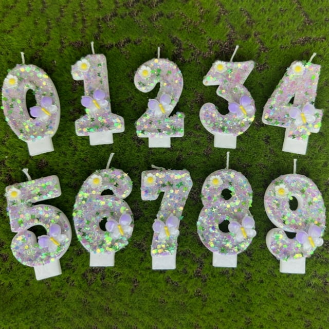 Vela con Número Multicolor, Diseño Floral Decorativo, Aspecto Brillante y Festivo, Decoración para Tarta de Cumpleaños, Elemento Esencial para Fiestas Personalizadas, Fácil de Colocar, Tamaño 4 X 7 C