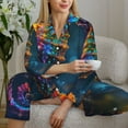thumbnail image 6 of Salouo Neon Seahorse Underwater Realm Pattern Women's Pajamas Set Long Sleeve Button Down Sleepwear Soft Pj Lounge Sets for women 2 Piece Pjs Set with Long Pants-X-Large, 6 of 7