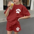 thumbnail image 6 of ITSAME Girls Outfit Sets, Loose Fit Crewneck T-Shirts and Shorts Summer Casual Fashion Clothes 2-Piece Red Size 6, 6 of 8