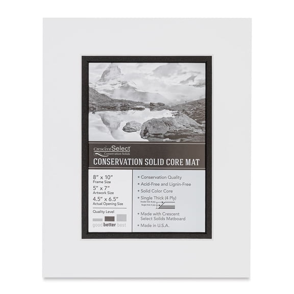 Crescent Select Conservation Solids Pre-Cut Double Mat - Vivid White/Deep Black, 4 ply, 8" x 10"