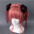 thumbnail image 4 of Fringed Bowknot Hair Buns Hair Clip for Women Cosplay Party Costume Clip Halloween Headwear Roleplaying Maid Headpiece, 4 of 9