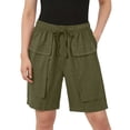 thumbnail image 2 of 2026 Womens Summer Shorts with Pockets 100% Cotton Casual Fashionable Cargo Five Quarter Shorts, 2 of 7