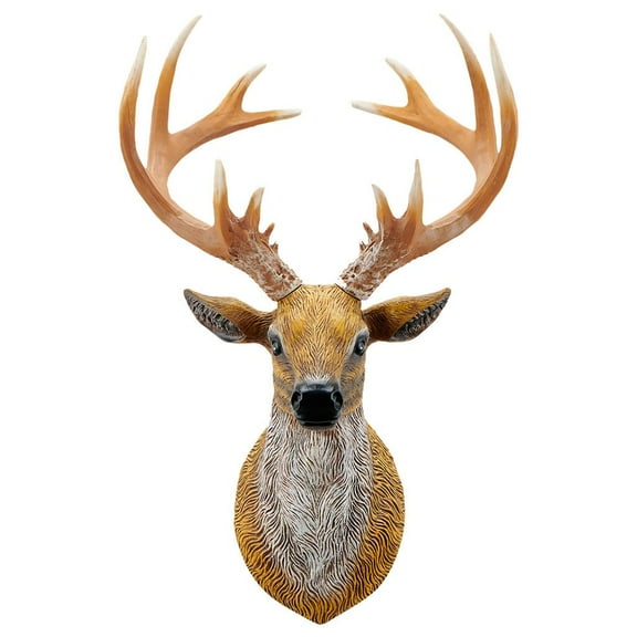 yotijay 3D Deer Head Statue Figurines Sculpture Wall Mount Bust Stag Animal Ornament for 21.5x15x33.5cm