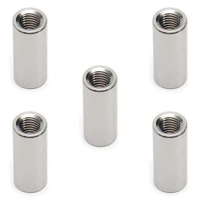 HUGFEGWE 5PCS Round Connector Nuts M8 x 30mm Threaded Sleeve Rod Coupling Nut for Connect Two Threaded Shafts 1.25mm Pitch CJB91-25829