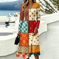 thumbnail image 5 of Womens Summer Casual Midi Maxi Dresses V Neck Vintage Long Sleeve Work Casual Dress Elegant Formal Wrap Dress, 5 of 5