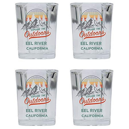 

Eel River California Explore the Outdoors Souvenir 2 Ounce Square Base Liquor Shot Glass 4-Pack