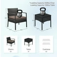 thumbnail image 3 of Tappio 3 Piece Outdoor Patio Furniture Set Outdoor Rattan Furniture, Patio Chairs Set of 3, Rattan Conversation Bistro Sets with Table and Cushions Brown, 3 of 8