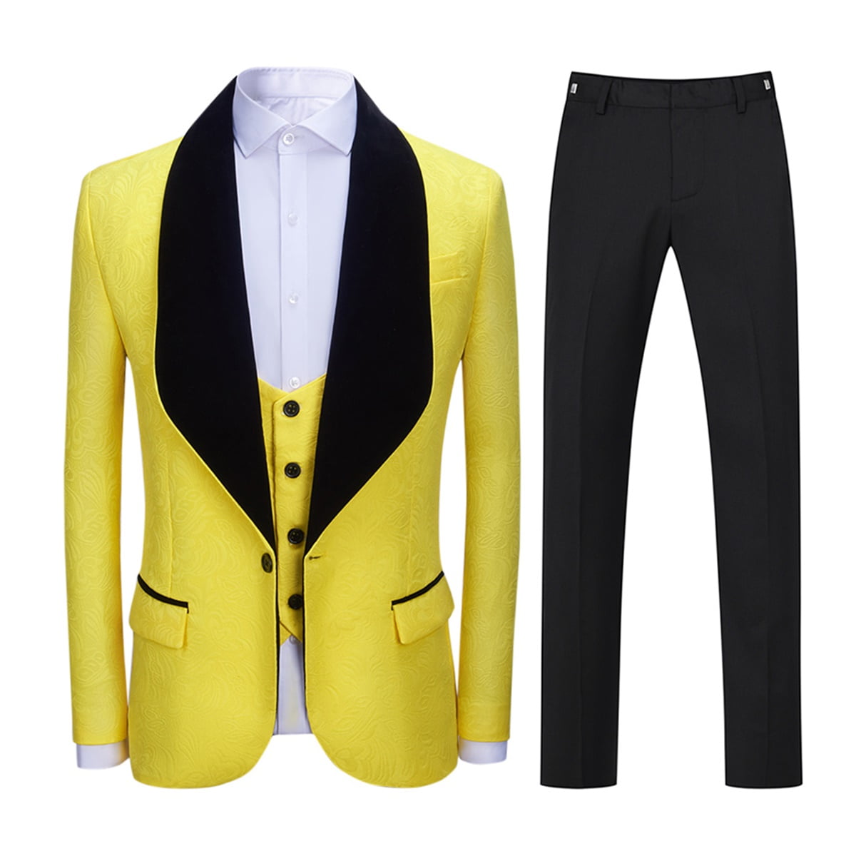 Men's Slim Fit Jacquard Shawl Collar Blazer Damask Sport Coat Tuxedo Suit Jacket 