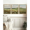 thumbnail image 5 of Drsoum Vintage Landscape Wall Art Grassland Meadow Wildflower Field Wall Prints Classic Retro Farmhouse Rustic Decorations for Office Bedroom 11x14in3pcs Natural Framed, 5 of 5