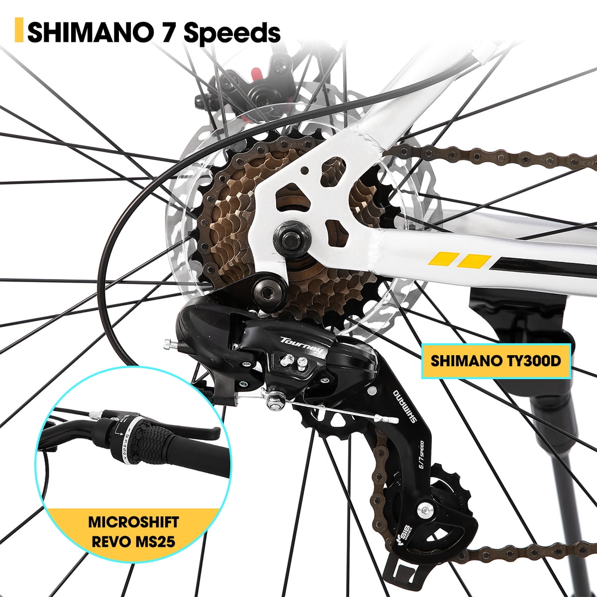 Hiland Kids Fat Tire Bike, Shimano 7-Speed, Dual-Disc Brakes
