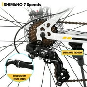 Hiland Fat Tire Bike, Shimano 7-Speed, Dual-Disc Brakes, 24 inch Trail Mountain Bike, Silver