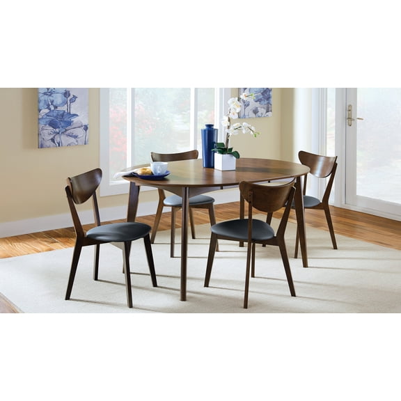 Coaster Jedda 5-Piece Oval Dining Table Set, Dark Walnut