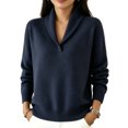 thumbnail image 2 of Sweaters for Women Long Sleeve V Neck Business Casual Collared Knit Tunic Pullover Sweaters, 2 of 3