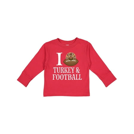 

Inktastic Thanksgiving I Love Turkey And Football Gift Toddler Boy or Toddler Girl Long Sleeve T-Shirt