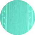 thumbnail image 1 of Ahgly Company Machine Washable Indoor Round Abstract Turquoise Blue Contemporary Area Rugs, 5' Round, 1 of 4