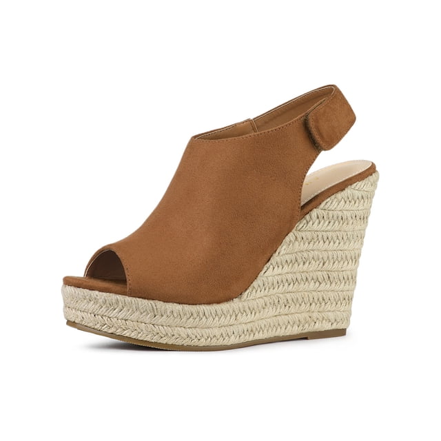 BLISSFUL STEP Sandales Compensées à Plateforme Espadrilles pour Femmes Brun 8