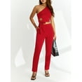 thumbnail image 2 of Canis One Shoulder Sleeveless Tops for Women with High Waist Straight Leg Pants, 2 of 9