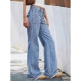 thumbnail image 6 of Women Flare Jeans High Waisted Wide Leg Baggy Jean for Women Stretch Denim Pants Light Blue L, 6 of 9