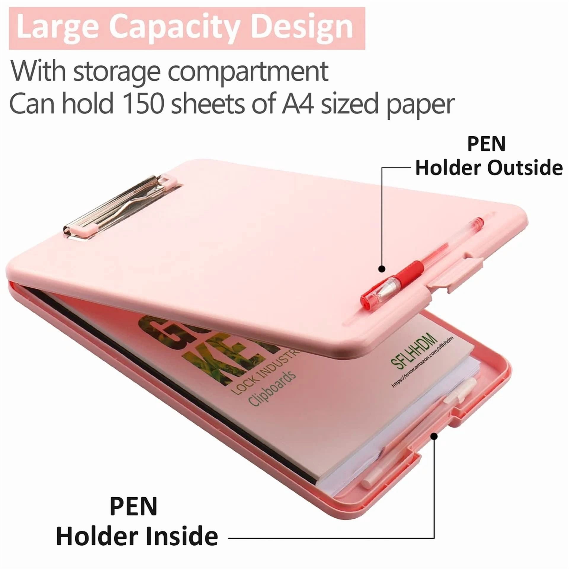 A4 Clipboard File Cover Folder Folio Clip File Clamp Binder Organizer Case Pink