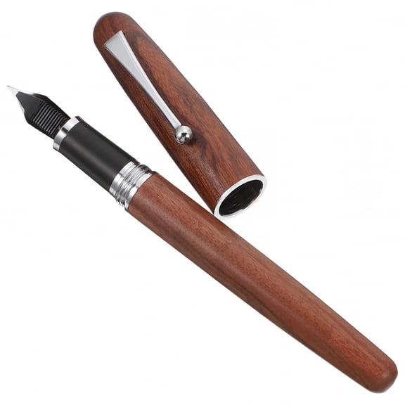 CCOCC Retro Wooden Fountain Pen, Classic Calligraphy Writing Pen for Students, Office Journaling, Art, and Handmade Greeting Cards, Brown