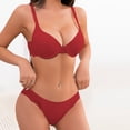 thumbnail image 2 of JSGEK Women Push Up Bra and Thong Set Plunge Neckline Adjustable Straps Intimate Lingerie for Bedroom Wear Red L, 2 of 6