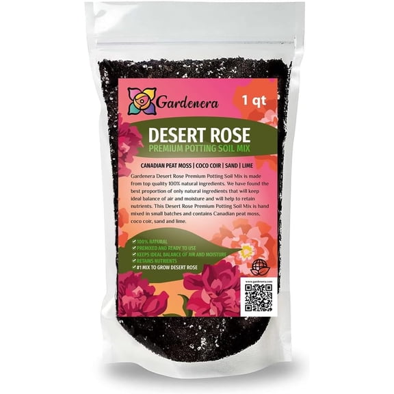 Gardenera Premium Desert Rose Potting Soil - Optimal Blend for Thriving Adenium Plants - 1 Quart