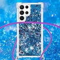 thumbnail image 5 of Long Crossbody Lanyard Clear Case for Samsung Galaxy S23 Ultra (Not S23) with Adjustable Neck Strap, Glitter Sparkly Bling Quicksand Phone Cover Cases for Samsung S23 Ultra QKG Blue, 5 of 14
