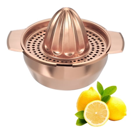 Uxcell Stainless Steel Citrus Orange Juicer Manual Hand Squeezer with Bowl & Juicer Strainer Robust Hand Juicer Reamer Rotation Press for Kitchen Grapefruit Lemon Juicing Rose Gold