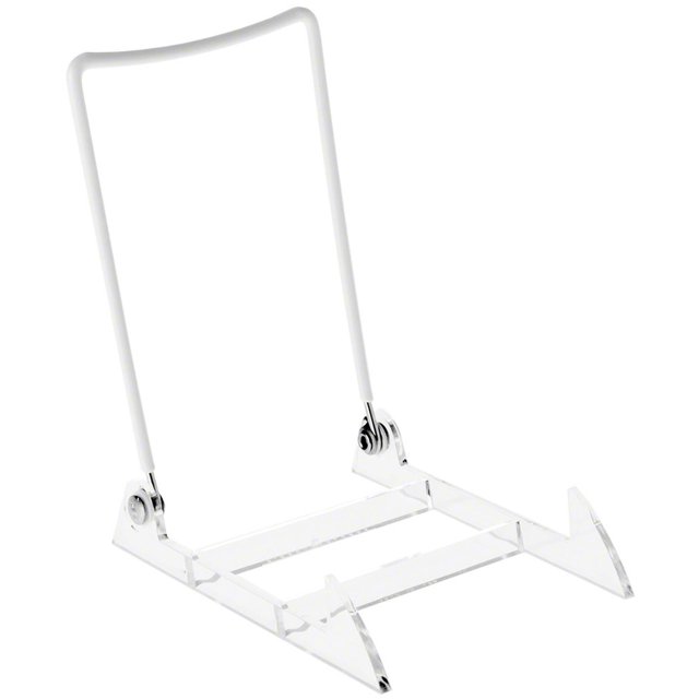 Gibson Holders 4Pl Caballete Ajustable De Alambre Blanco Y Acrílico Transparente, 4 Pulgadas De Ancho X 5.5 Pulgadas De Profundidad X 6 Pulgadas De Alto, Paquete De 6