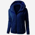 thumbnail image 6 of Jacket Women Women's Hooded Sweater Coat Winter Warm Wool Zipper Solid Cotton Outwear Coats for Women Blue L, 6 of 6