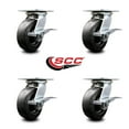 thumbnail image 2 of 6 Inch Heavy Duty Polyolefin Caster Set with Ball Bearings and Brakes SCC, 2 of 2