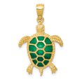 thumbnail image 1 of 14K Yellow Gold Green Translucent Acrylic Sea Turtle Pendant, 1 of 2