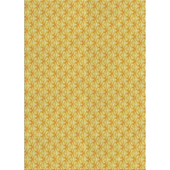 Ahgly Company Indoor Rectangle Patterned Chrome Gold Yellow Novelty Area Rugs, 6' x 9'