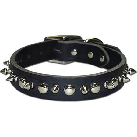 UPC: 0024764005118 | Leather Brothers 100LKS-BK20 1 x 20 in. Latigo Leather 1 Ply Spiked Dog Collar Black