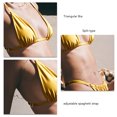 thumbnail image 4 of Traje de baño de bikini de 2 piezas para mujer con tirantes finos, ropa interior superior, traje de baño elástico y transpirable, traje de baño amarillo S, 4 of 4