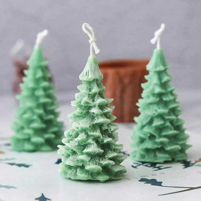 Mini Christmas Tree Candle Silicone Mold With Metal Tealight Cups
