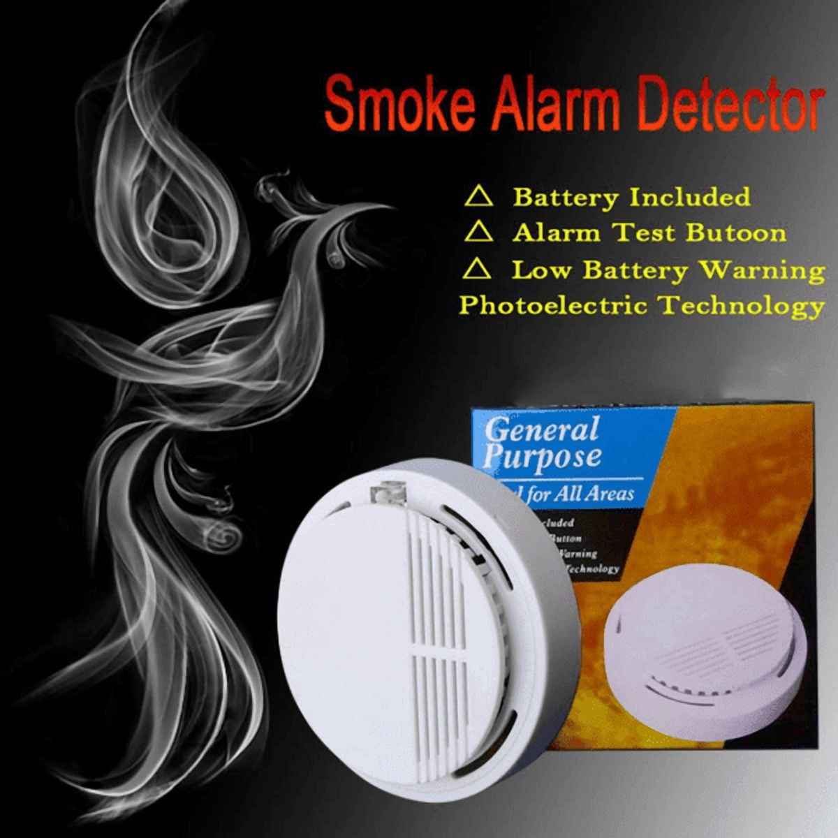 8 Pack Smoke Alarm Detector Home Fire Safety Sensor Alert Battery Included