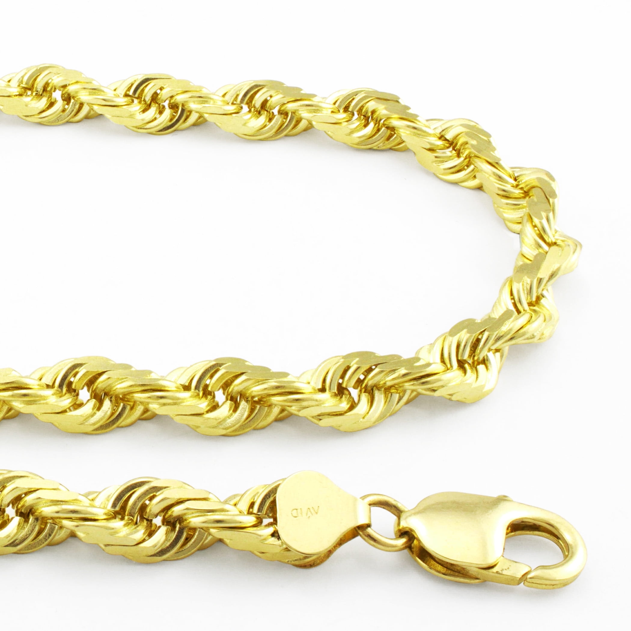 10K Yellow Gold 1.5mm-10mm Diamond Cut Rope Chain Necklace 14"-  30" Hollow