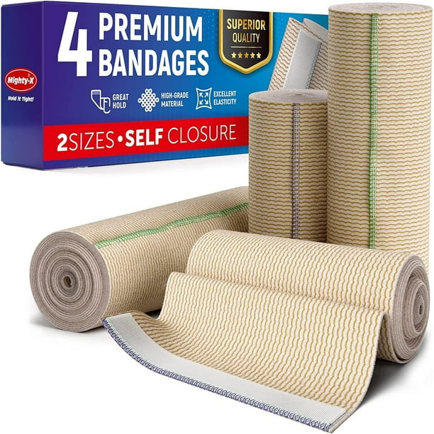 Premium Elastic Bandage Wrap (Pack of 4) Cotton Latex Free